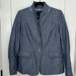 Jcrew Regent chambray ruffle blazer